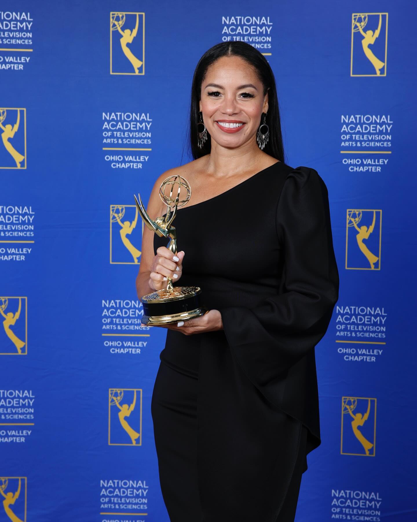 Kacie Champion with Emmy Award at the National Academy of Television Arts and Sciences